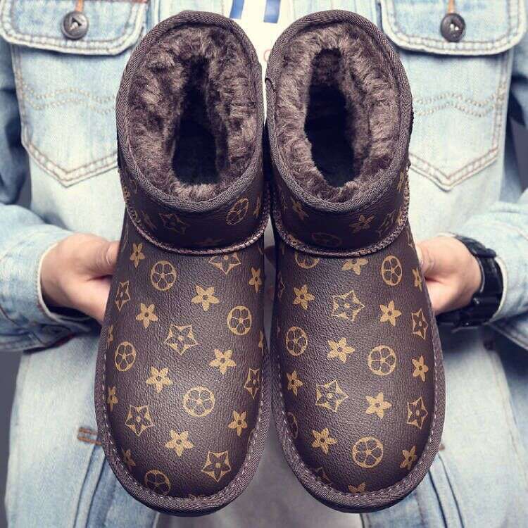 2025 Men's Snow Winter Warm Fleece Lined Thickened Non-Slip Waterproof Genuine Leather Loafers Martin Boots Cotton Shoes For Men