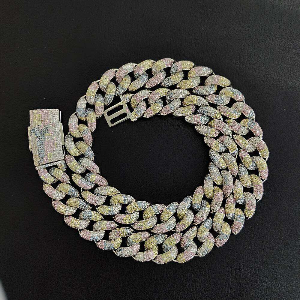 Hip Hop 18mm Iced Out Cuban Silver Plated Full Pave Bling Zircon Chain Chunky Necklace For Women