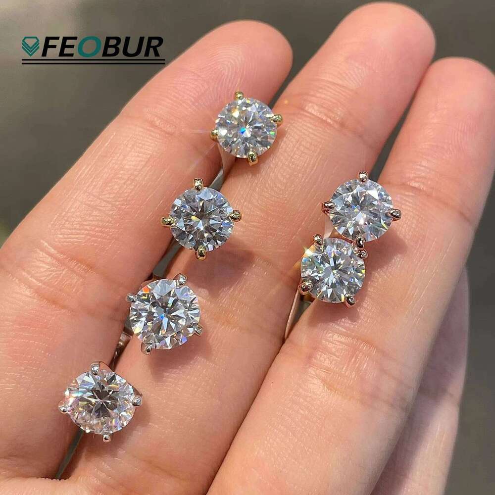 0.2-2ct Moissanite Stud Earrings for Women Man Party Wedding Sparkling 4 Claws Diamond Ear Studs 925 Sterling Silver Jewelry GRA 25H1226