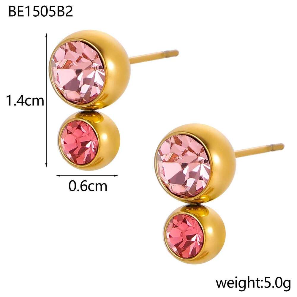 CARLIDANA Trending Simple Multi-Colored 18k Gold Color Round Zircon Stud for Women New Fashion Jewelry Earrings 25H1226