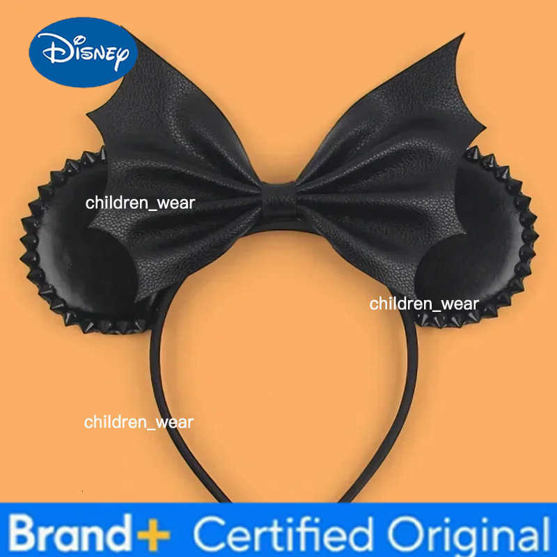 Disney leather Bat Bows Mickey Mouse Ear Headband for Adults Halloween Headwear Women Girls Cosplay Ghost Party Hair Accessories H251226