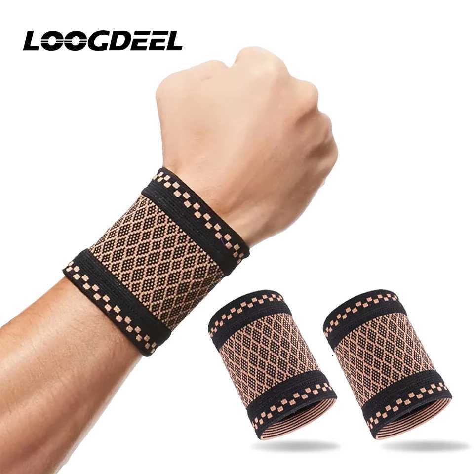 LOOGDEEL 1Pair Copper Wrist Guard Elastic Compression Wristband Professional Sports Fitness Wrist Brace Support Wrist Protector M251226
