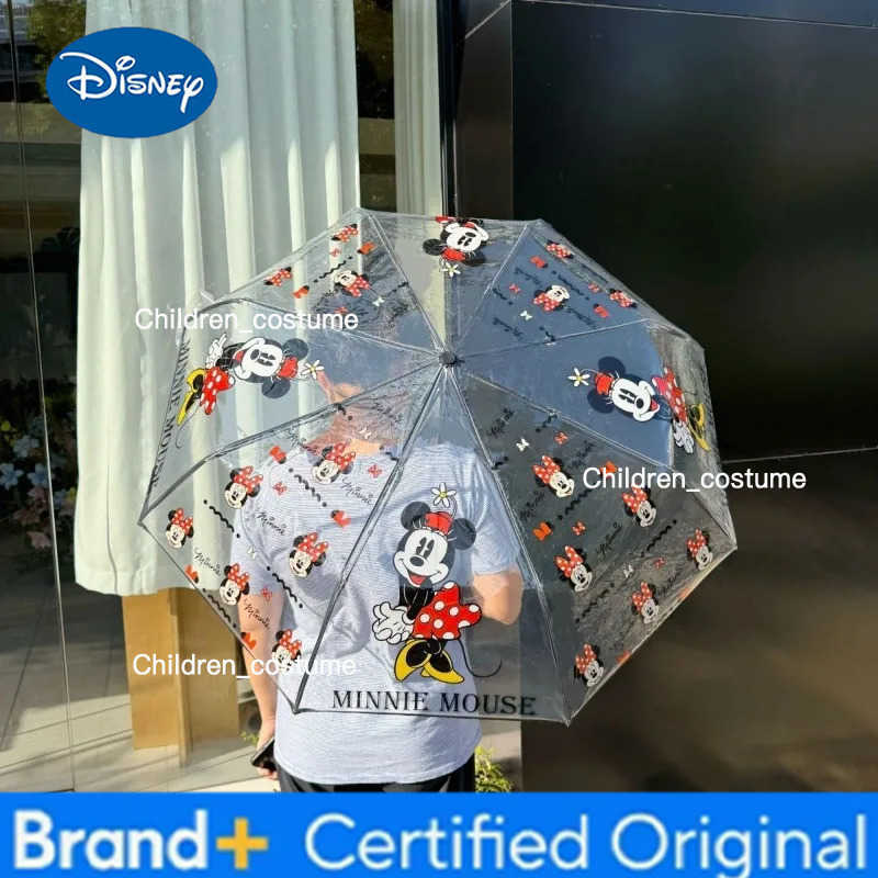Disney Cartoon Cute Minnie Transparent Umbrella Mens and Womens Fresh New Value Fashion Trend Versatile Personalized Umbrella H251226
