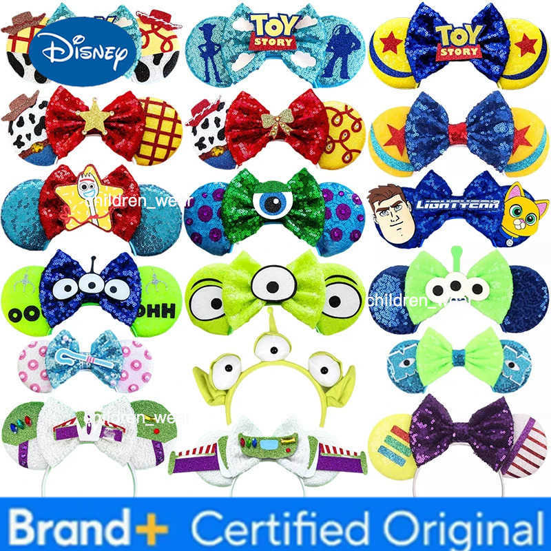 Disney Mickey Mouse Ears Headbands Women Bows Hair Accessories Toy Story Headband for Girls Kids Buzz Lightyear Alien Headwear H251226