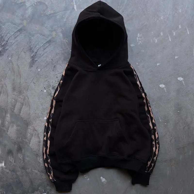Y2K American Loose Long Sleeve Hoodie Leopard Stripe Stitching High Street Hip Hop Rock Autumn Winter Casual Sweatshirt 251225