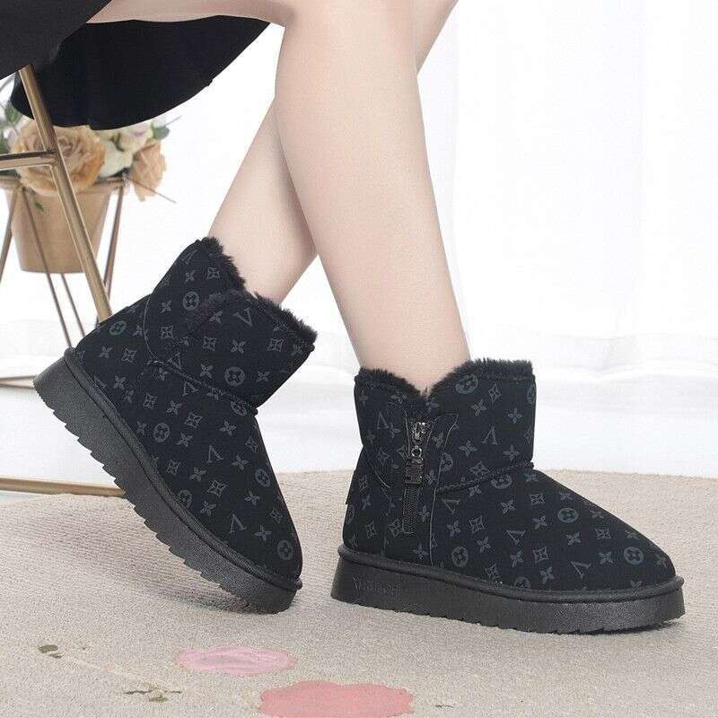 Women's Snow 2025 New Short Boots Winter Outdoor Wear Fleece Lined Thickened Slip-On Warm Cotton Shoes For Women