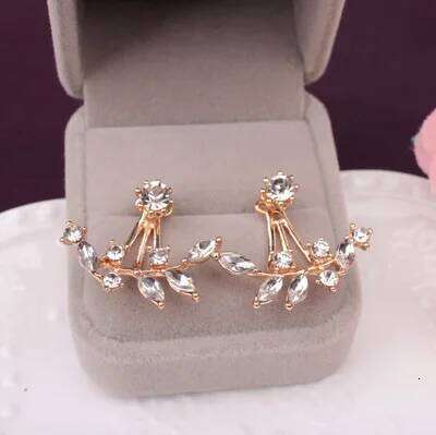 2019 Flower Crystals Stud Earring For Women Rose Gold Color Double Sided Fashion Jewelry Earrings Female Ear Brincos Pending 25H1226
