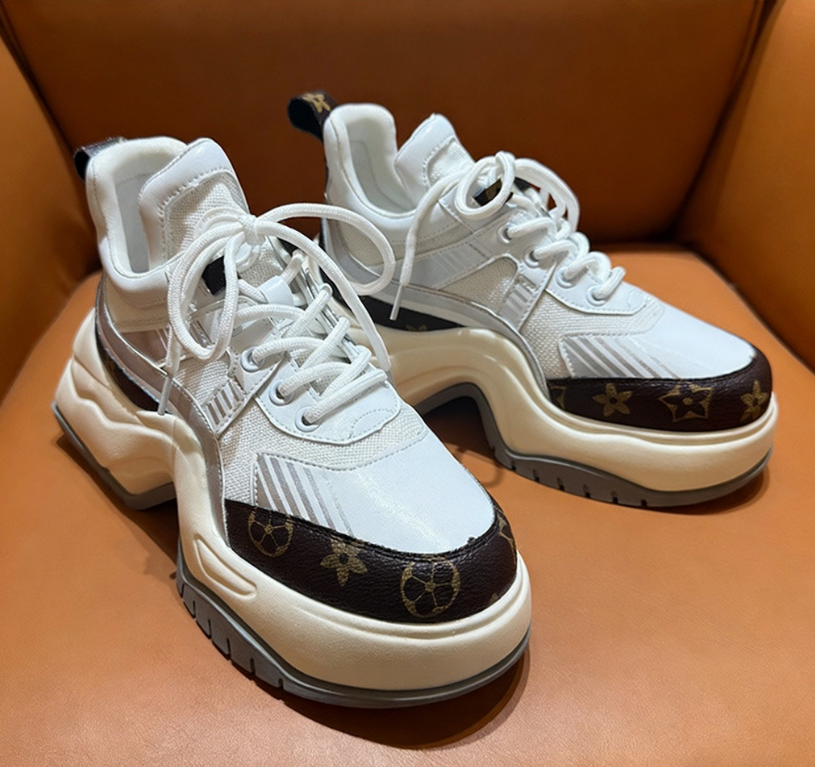 New Style Arrival Print Women Shoes 2026 Spring Summer Popular Arch-shaped Sole Fashion Casual Sneakers Thick Platform for Height Increase Versatile F