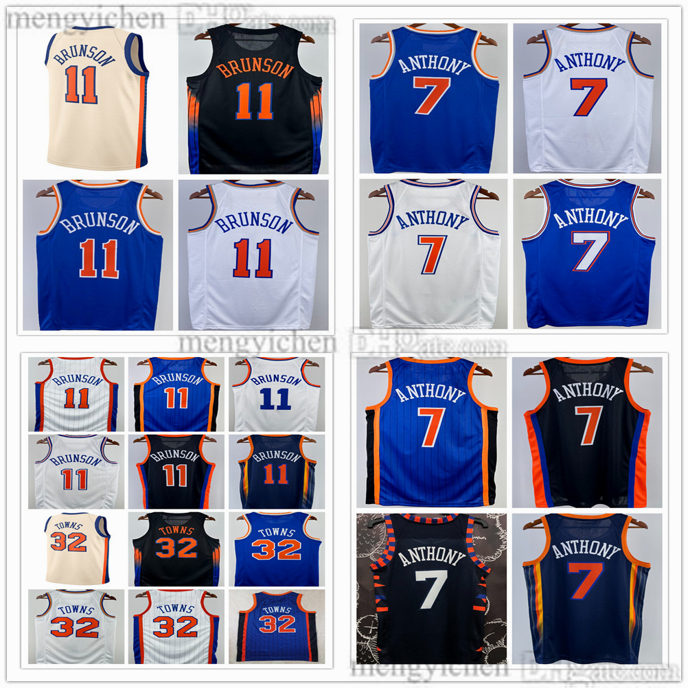 Men's Basketball Jerseys Jalen 11 Brunson Carmelo 7 Anthony Karl-Anthony 32 Towns Men Women Youth
