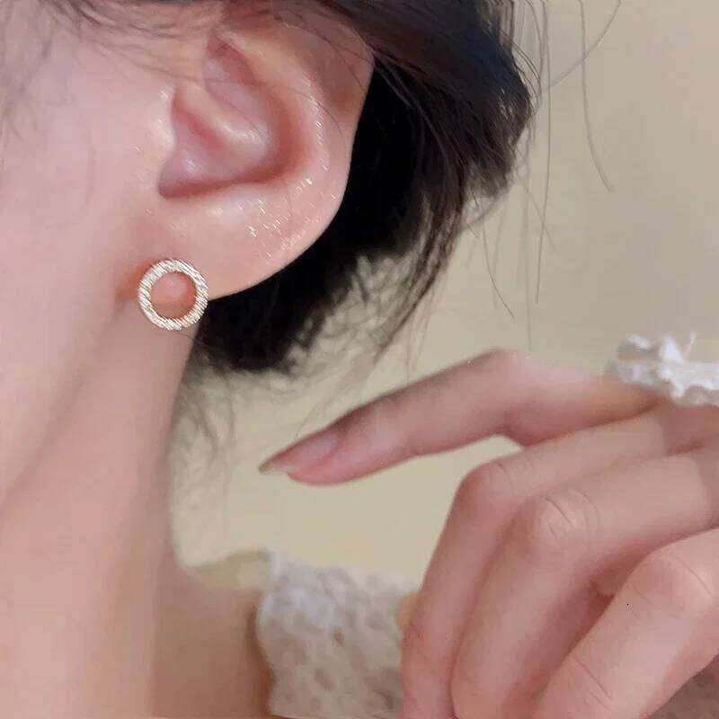 LATS Delicate Small Circle Stud Earrings for Women Gold Color Crystal Minimalist Summer Fashion Jewelry Party Accessories Gift 25H1226