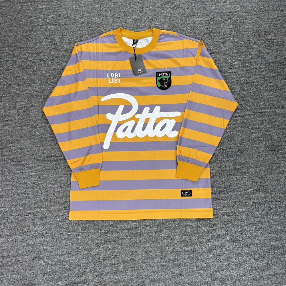 2026ss PATTA Striped Long Sleeve Vintage T Shirt Men Women High Quality Tee Tops T-Shirt 251225