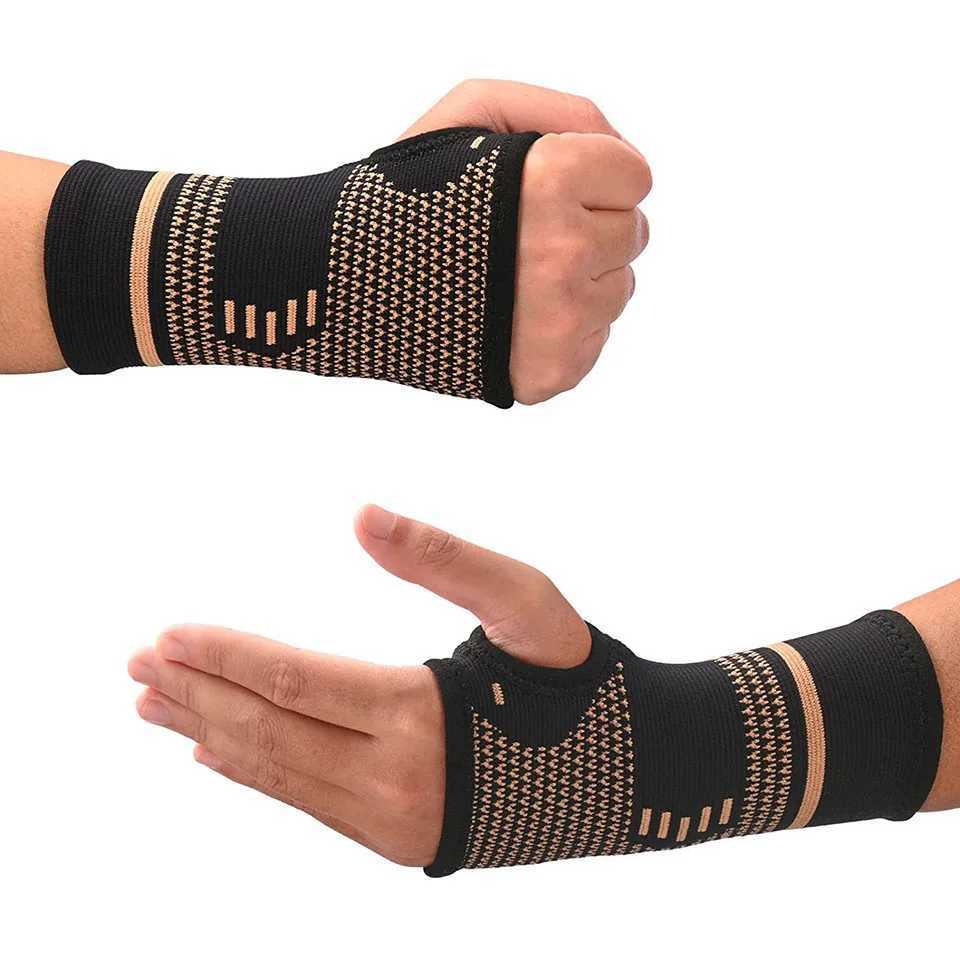 1Pcs Copper Fiber Bracer Wrist Elastic Sport Bandage Wristband Hand Gym Support Wrist Brace Wrap Tennis Fitness Powerlifting M251226