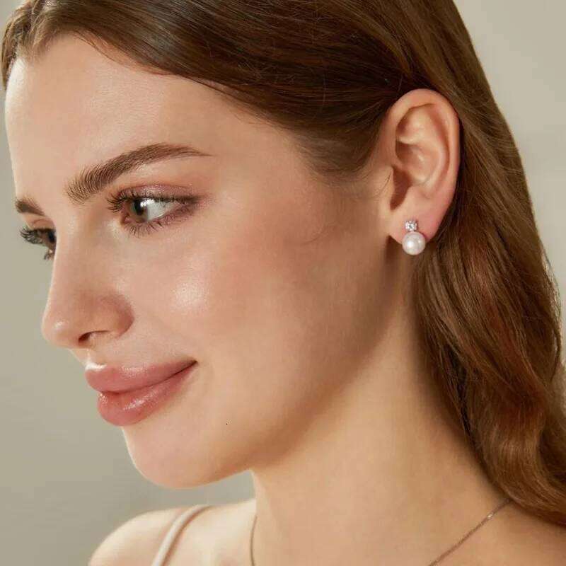 Dainashi Natural Freshwater Stud for Women Dainty Crystal Pearl Earrings Jewelry Gift 2025 New Arrivals 25H1226