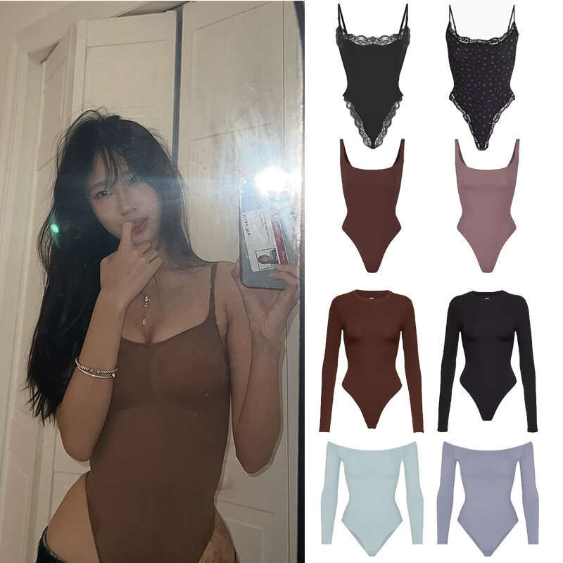 New Tops Skimss Kardashian Style Square Neck U Nec European style slim fitting comfortable solid color Skimss underwear base layer T Shirt Base Shirt Women Top skims