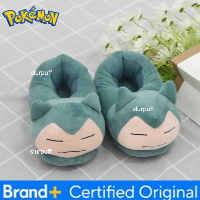Pokemon Cartoon Anime Slippers Cotton Slippers Monster Pocket Snorlax Plush Slippers Mens Winter Warm Shoes Couple Gift Plush Gift W251226