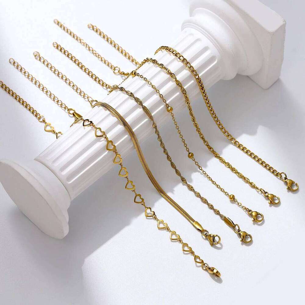 6pcs Stainless Steel Women's Chain Bracelet Set, Waterproof Jewelry, Fashionable Matching, Party, Holiday Gift 25T1226