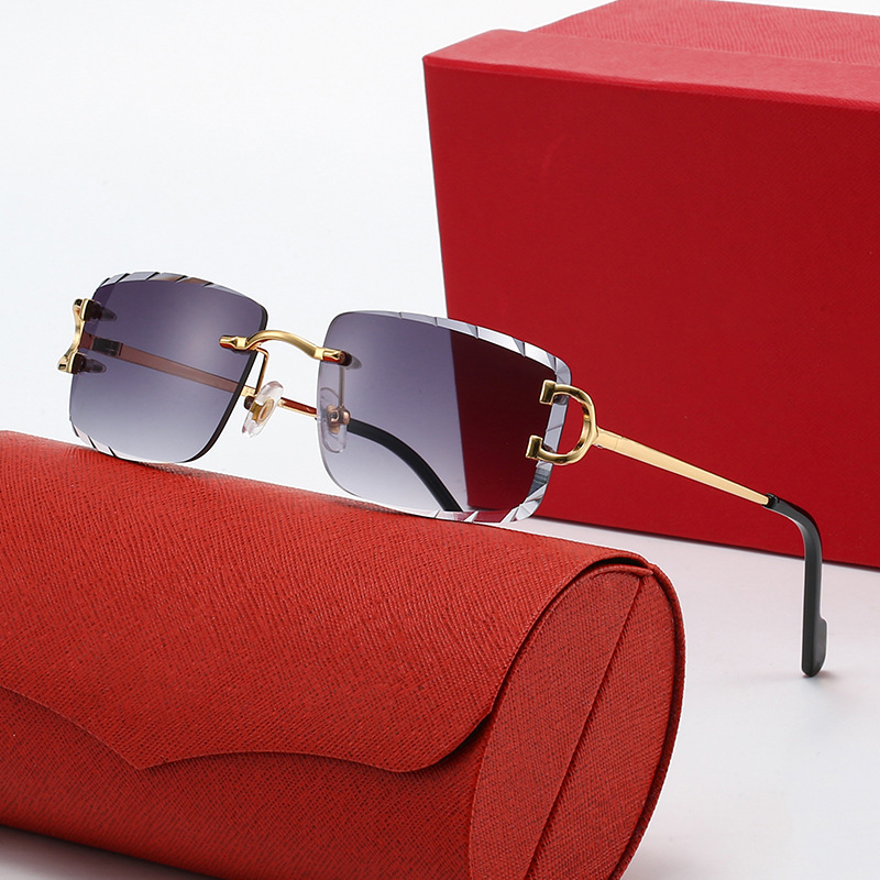 Classic Fashion Rimless Square Metal Sunglasses for Men - Lightweight Gold & Silver Frame Designer Shades with Big Wire C Legs Y260207