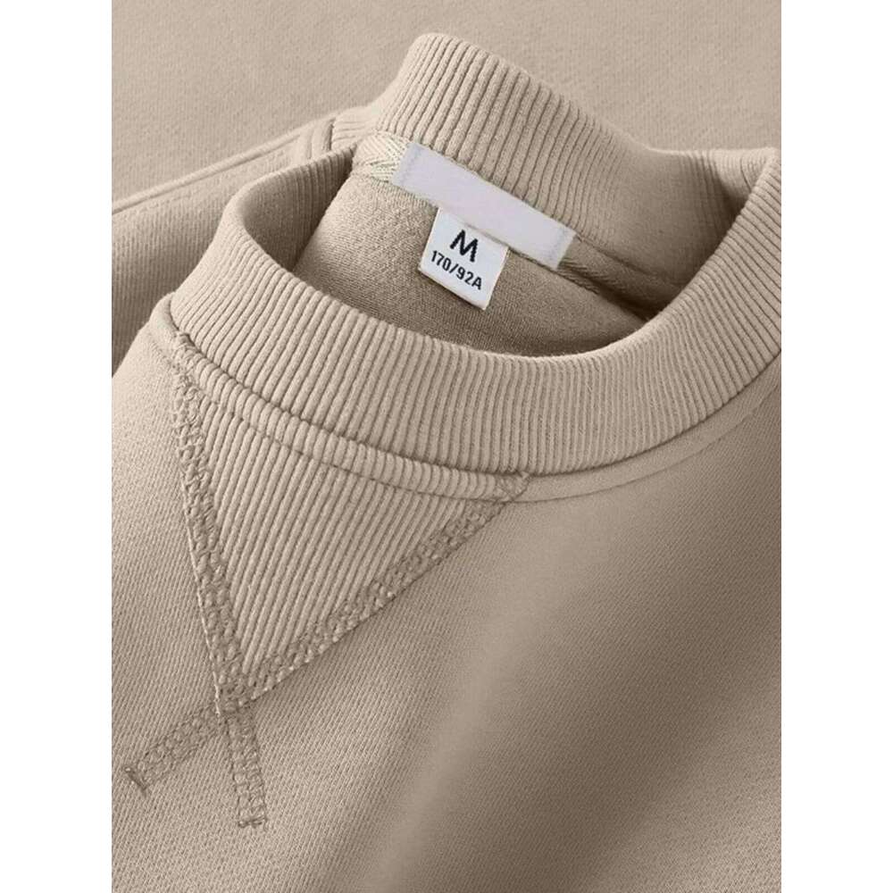 Unisex Round Neck Sweatshirt Pure Color American Sle Spring Autumn Casual Jacket Loose Fit Cotton Polyester Easy Care