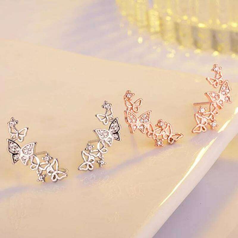 Huitan New Trendy Delicate Bow Stud Earring Women Cute Hollow Out Butterfly Beautiful Birthday Valentines Gift for Girl Hot