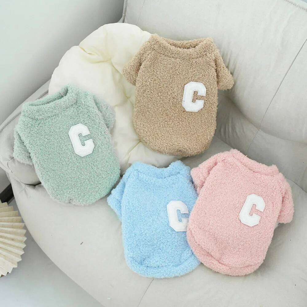 Pet cloud warm clothing dog thick double-sided fleece simple C-shaped hoodie 25T1226