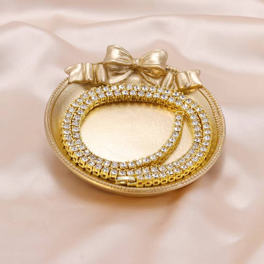 Hiphop 18k Gold Iced Out Chain MoissaniteVVS Necklace Choker Moissanite Diamond Men Tennis Necklace