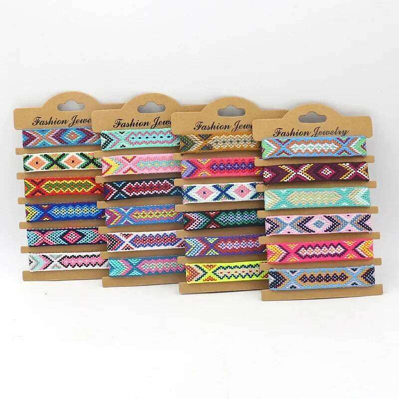 Bohemian National Style Handmade Woven Embroidery For Women Lucky Rainbow Nepal Bracelet Hand Rope Fashion Jewelry Gift 25T1226