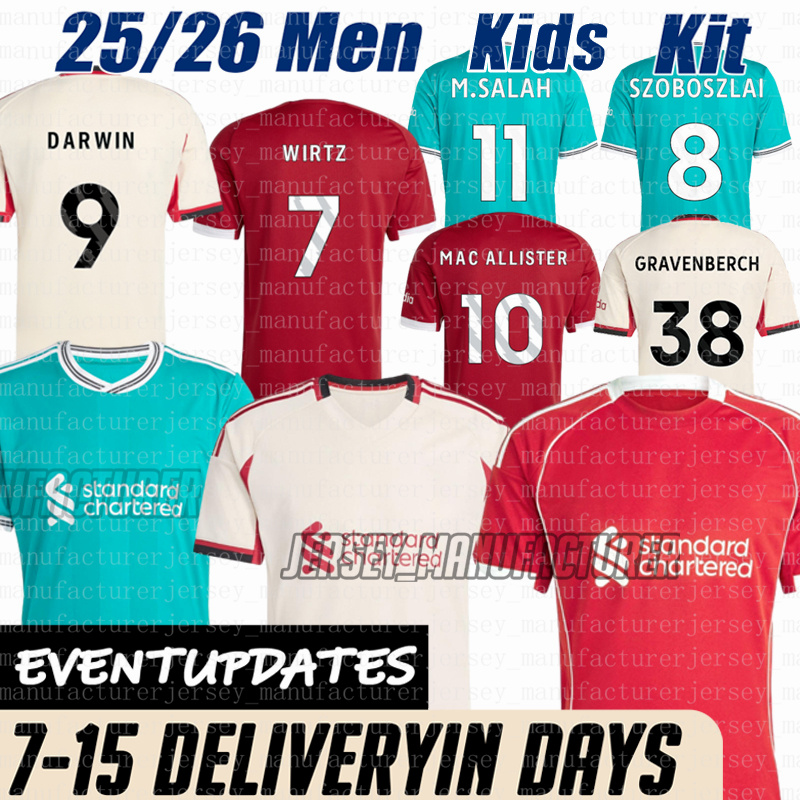 2026 Liverpool jersey 25 26 Wirtz SALAH jersey Ekitike MAC ISAK ALLISTER Kerkez GAKPO DARWIN SZOBOSZLAI Jeremie Frimpong Long sleeves 26 27 lfc jerseys man Kids Kit