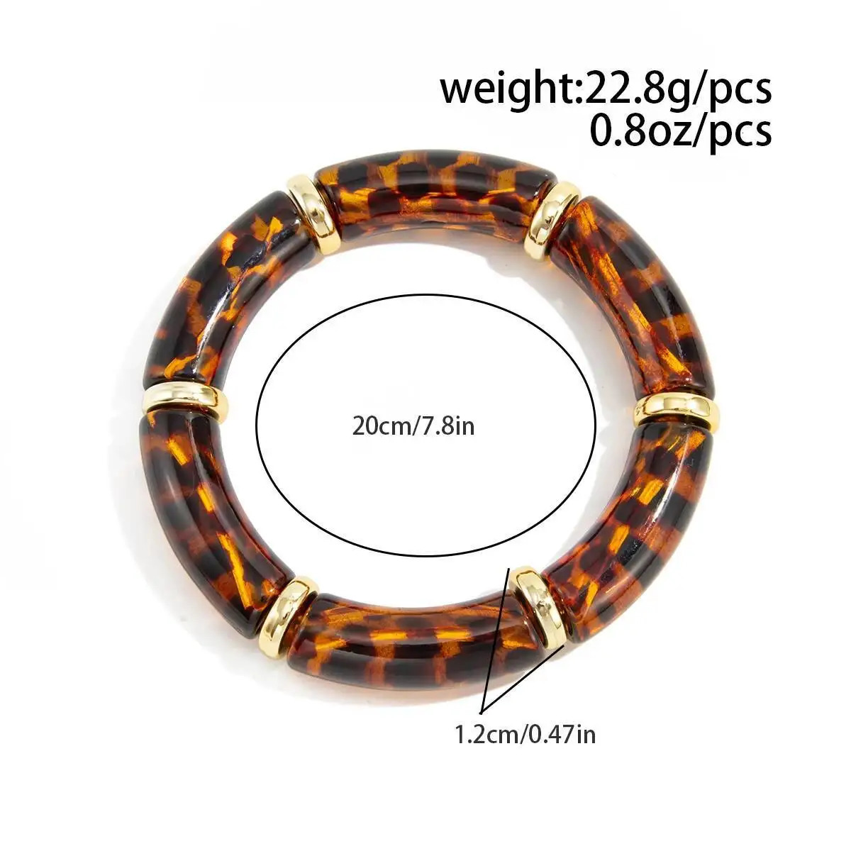 Ingemark 10 Colors Vintage Stackable Resin Bracelet Bohemian Round Tube Leopard Elastic Beaded Bangle Jewelry Gift 251219