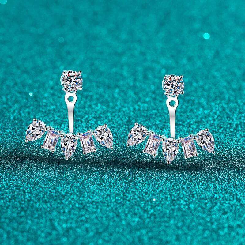 2.8-6cttw Emerald & Pear Cut Moissanite Stud Earrings 925 Silver Detachable Diamond Ear Studs for Women Certified Jewelry 25H1226
