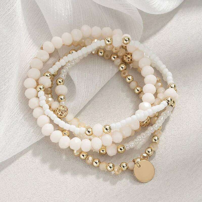 Y2K Ethnic Bohemian Beaded Bracelets Set for Women Beads Chains Stackable Wristband Girls Boho Hand Jewelry Accessoreis 25T1226