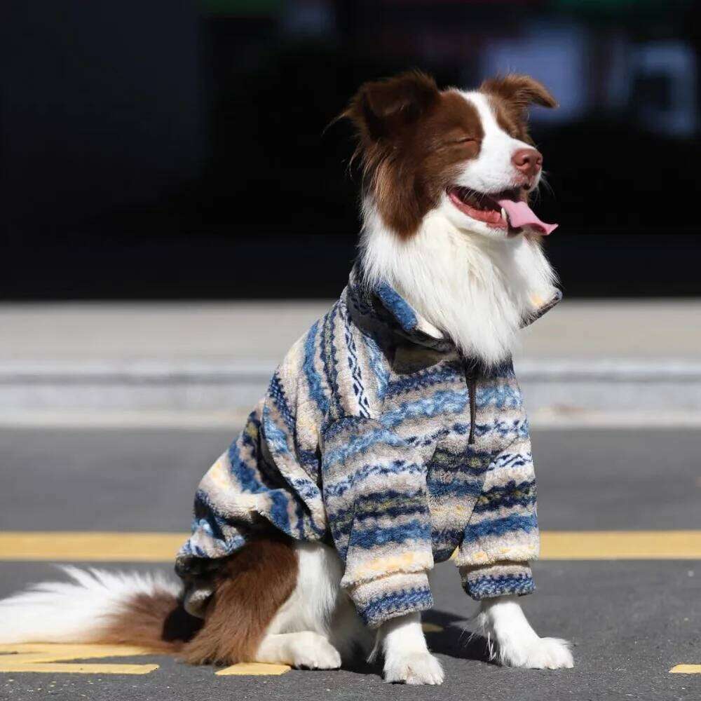 Dog Winter Sweater for Larg Dogs, 2 Legs Warm Fleece Puppy Coat High Collar Jumpsuit, Comfortable Outfit Apparel For Big Breeds 25T1226