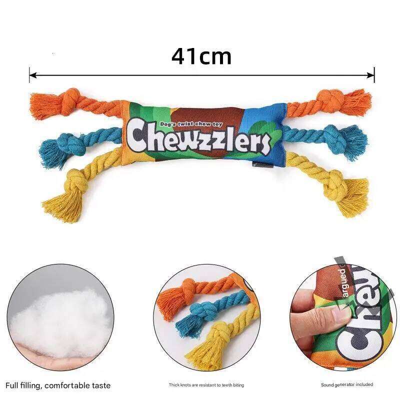 Rainbow Twist Candy Dog Chew Toy with Squeaker for Teeth Grinding Interactive Play Bite Resistant Pet Supplies 25N1226
