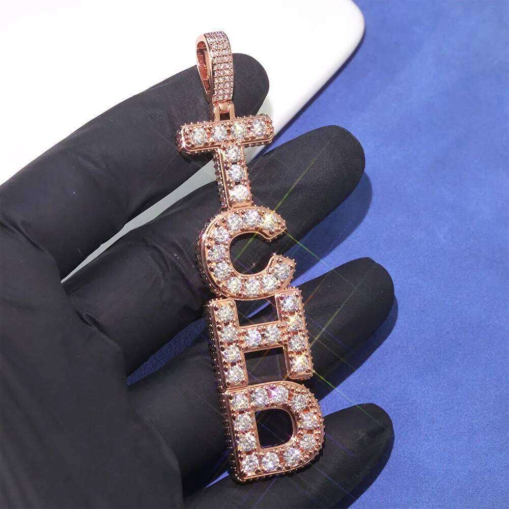 Special Design Brass VVS Charm Pass Diamond Tester Hip Hop Jewelry Iced Out Moissanite Initial Letters Pendant