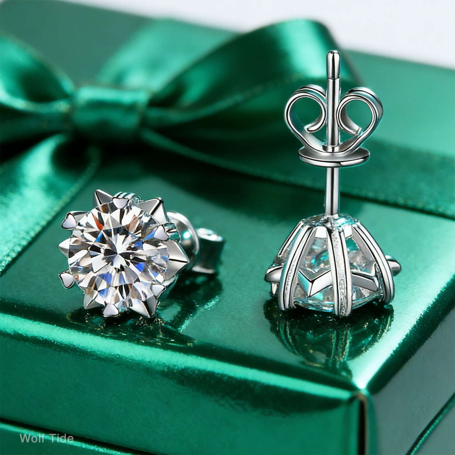 S925 Sterling Silver Snowflake Moissanite Fire Earrings Studs Gra VVS Designer 0.6 1 2 3 4 Ct Lab Grown Diamond Womens Wedding Stud Earring Luxury Jew