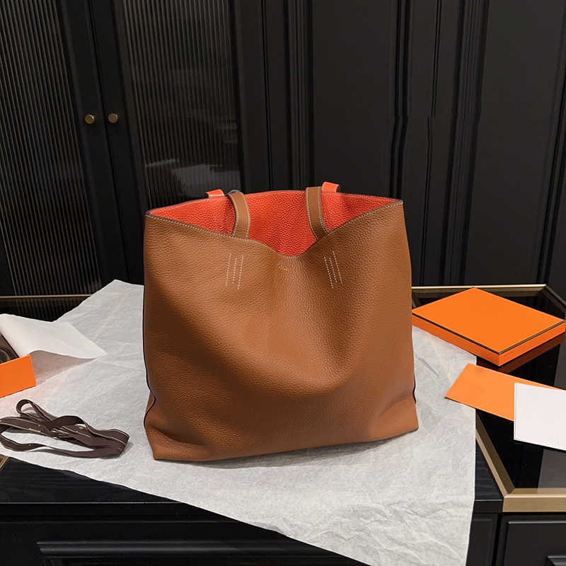 High Quality Tote Bag Designer Work Bags Double Sens Genuine Leather Large Totes Women Men Commute Daily Messenger Bags Handbag 251226
