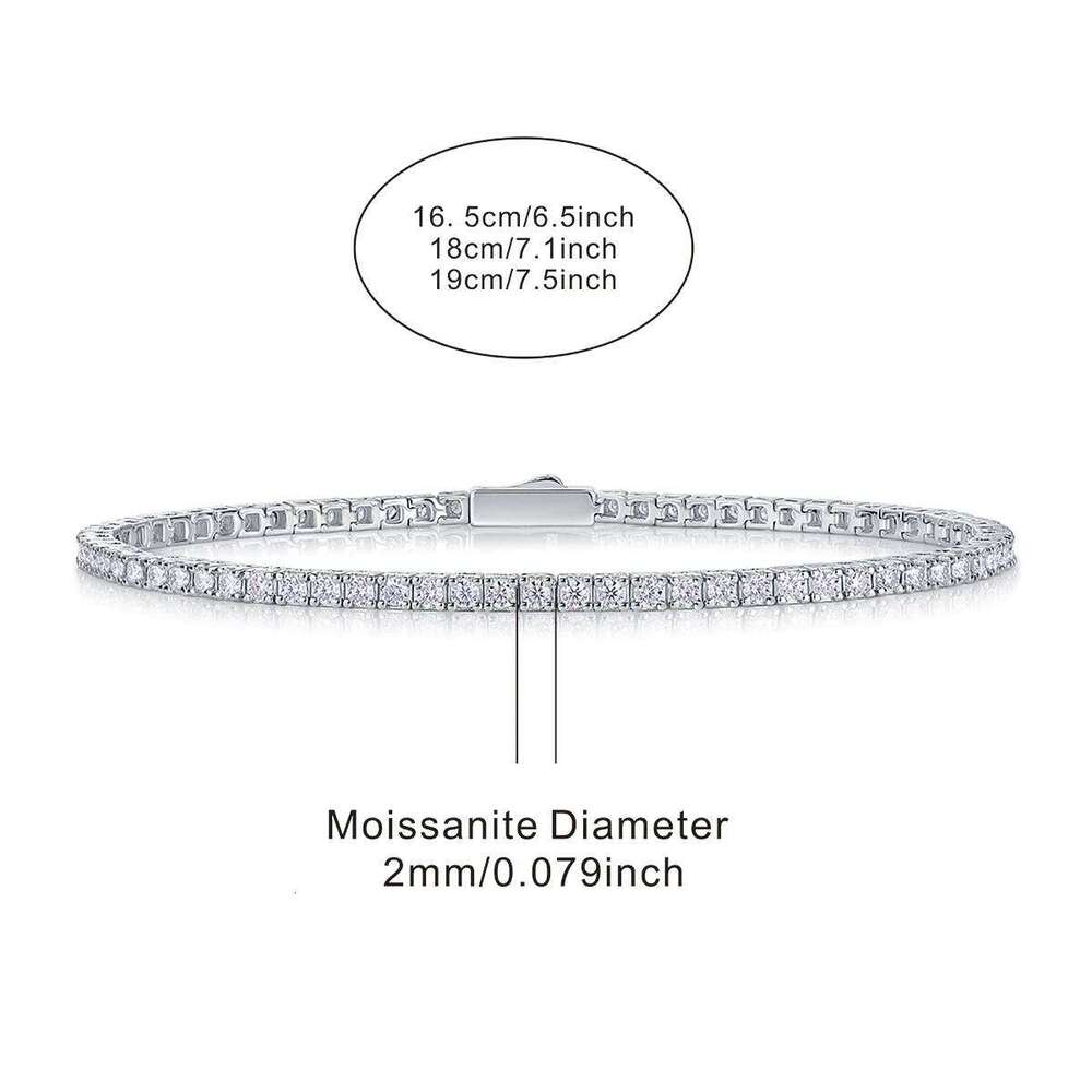JIUZUAN S925 Sterling Silver Moissanite Tennis Bracelet Women Simple Row Design Elegant Sparkling Jewelry for Daily Wear 25T1226