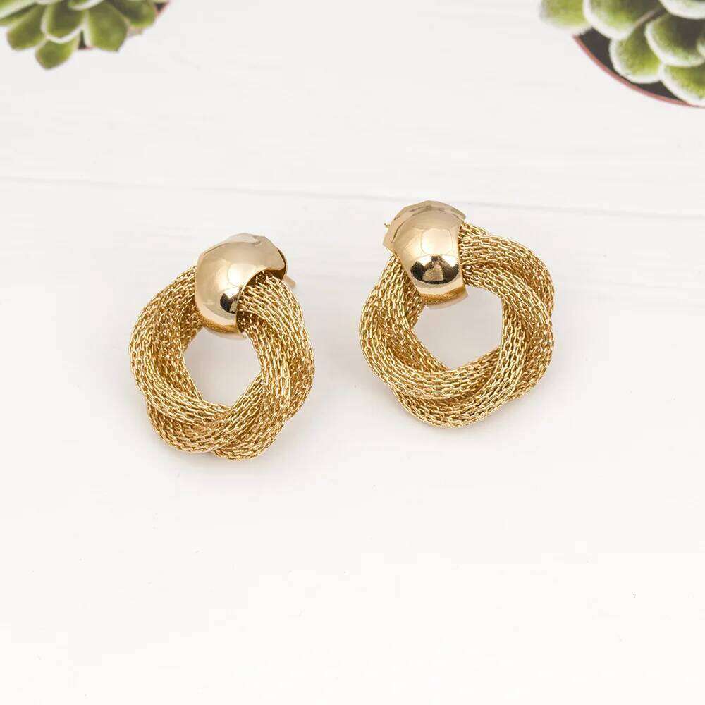 Vintage Metallic Twisted weaving Round Circle Dangle 2025 New Fashion Wedding Party Drop Earrings for Woman Jewelry 25H1226