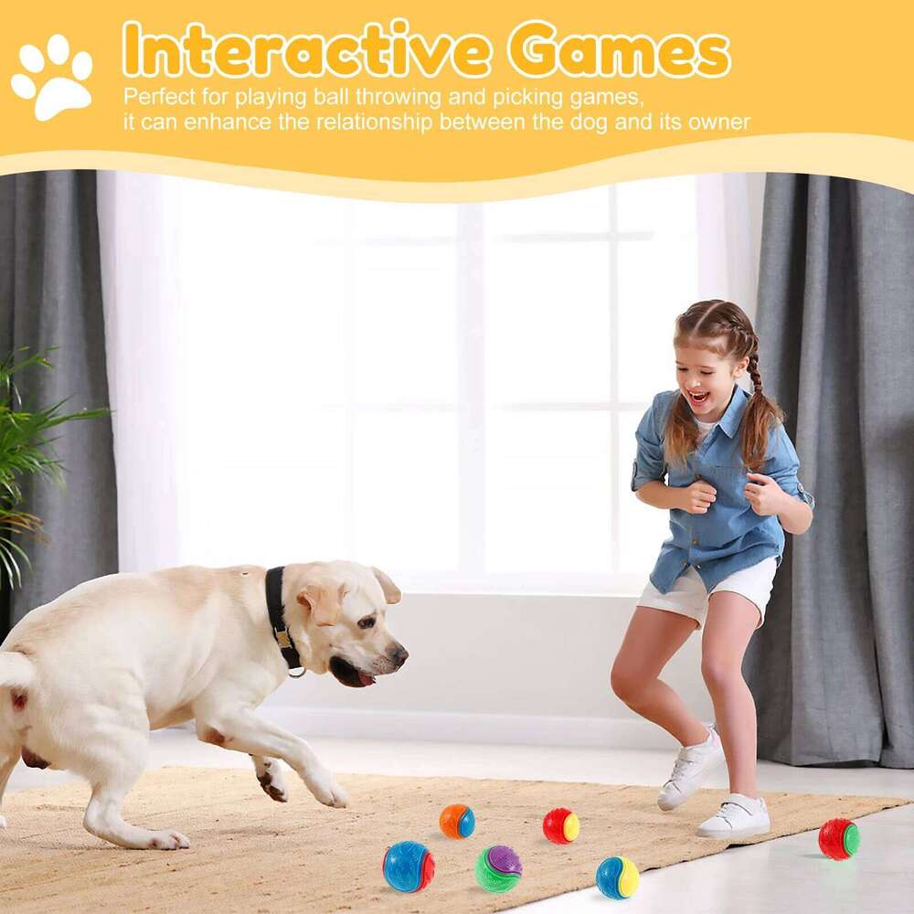 6Pcs Squeaky Balls Dogs Interactive Toys TPR Chew Toy for Dog Teeth Cleaning Bite Resistance Pet Supplies 25N1226