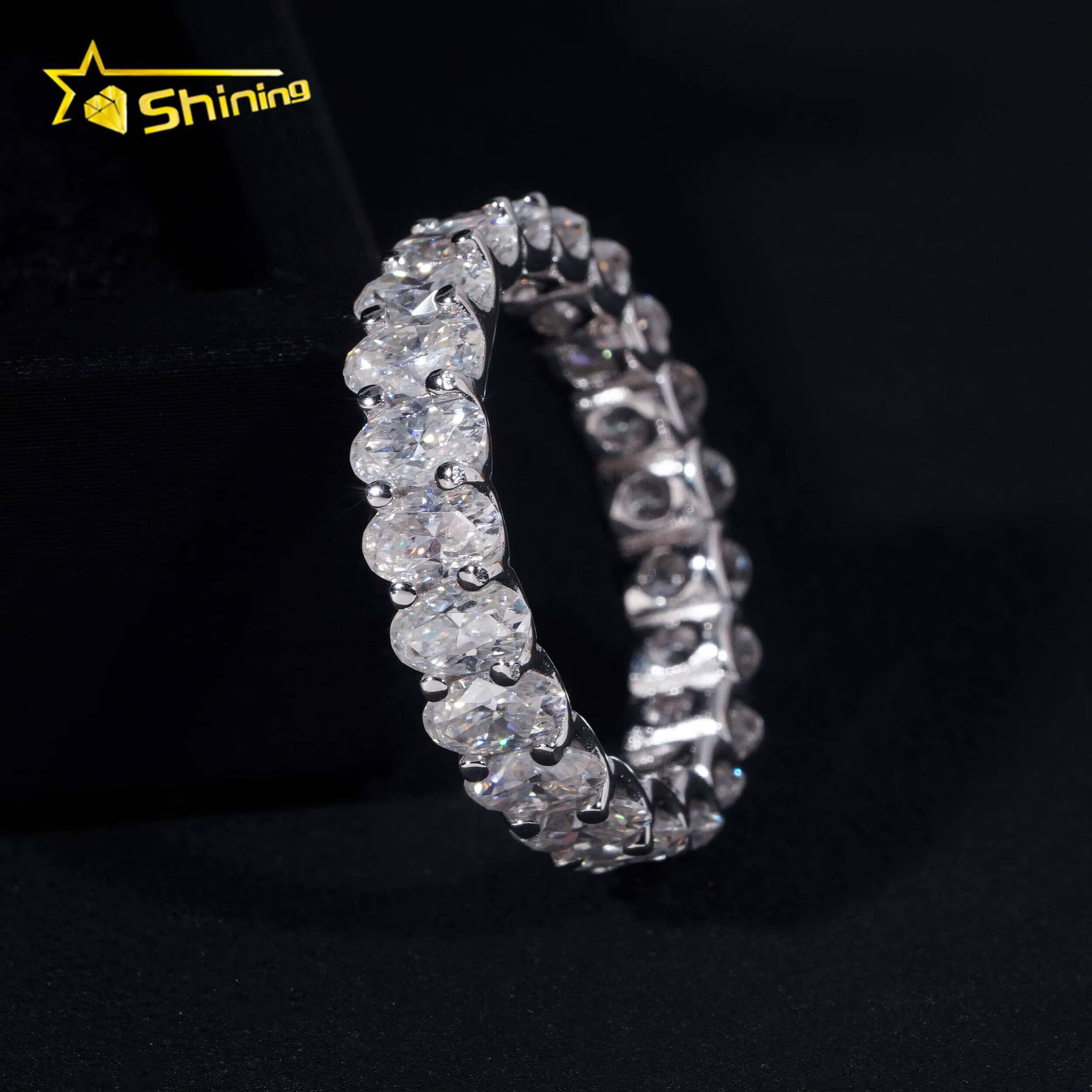 Oval Moissanite Rings Silver Plated White Gold Moissanite Engagement Rings DEF VVS 35 Oval Wedding Band