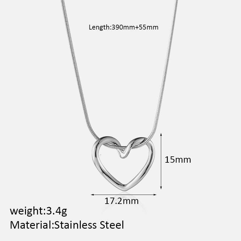 Pendant Necklace Hollow Heart Necklace For Women Simple Design Student Pendant Versatile Stainless Steel Collarbone Chain