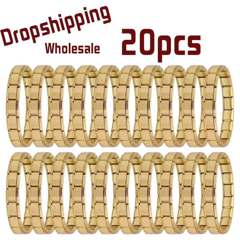 20pcs Italian Charm Stainless Steel 9mm Colorful Style Elastic Bracelet for Woman Men DIY Making GIft Dropshipping Wholesale 25T1226