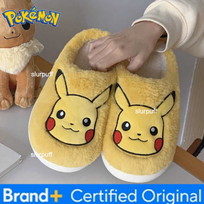 Pokemon Genuine Pokmon Autumn and Winter Plush Warm Fashion Anime Cartoon Snorlax Plush Home Cotton Slippers for Men and Women W251226