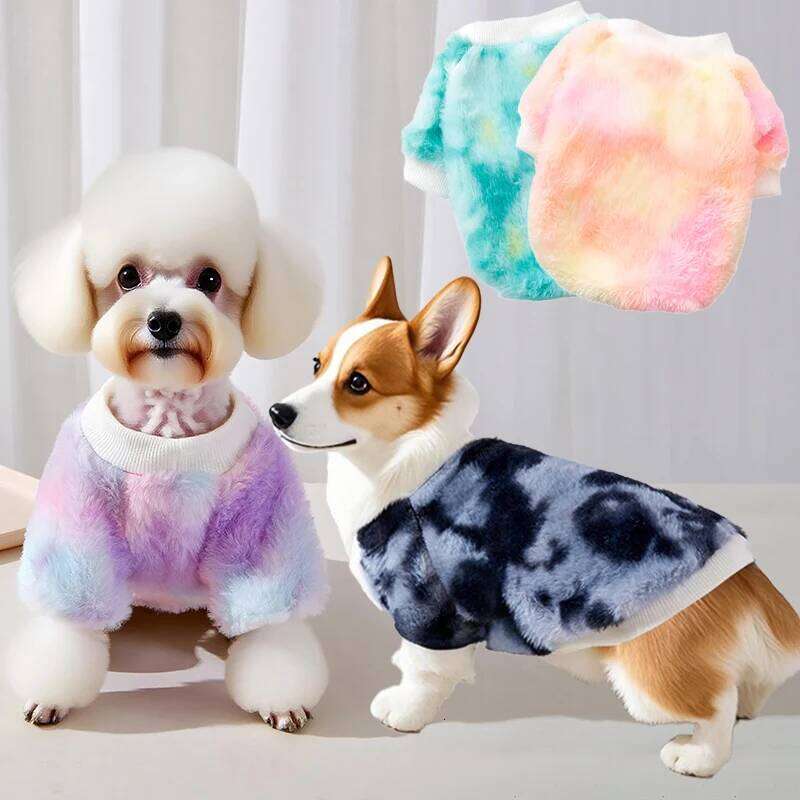 Tie-Dye Pet Sweater Small Dogs Cats, Warm Furry Anti-Shedding Pullover for Schnauzer Teddy Pomeranian Bichon Dog Clothes 25T1226