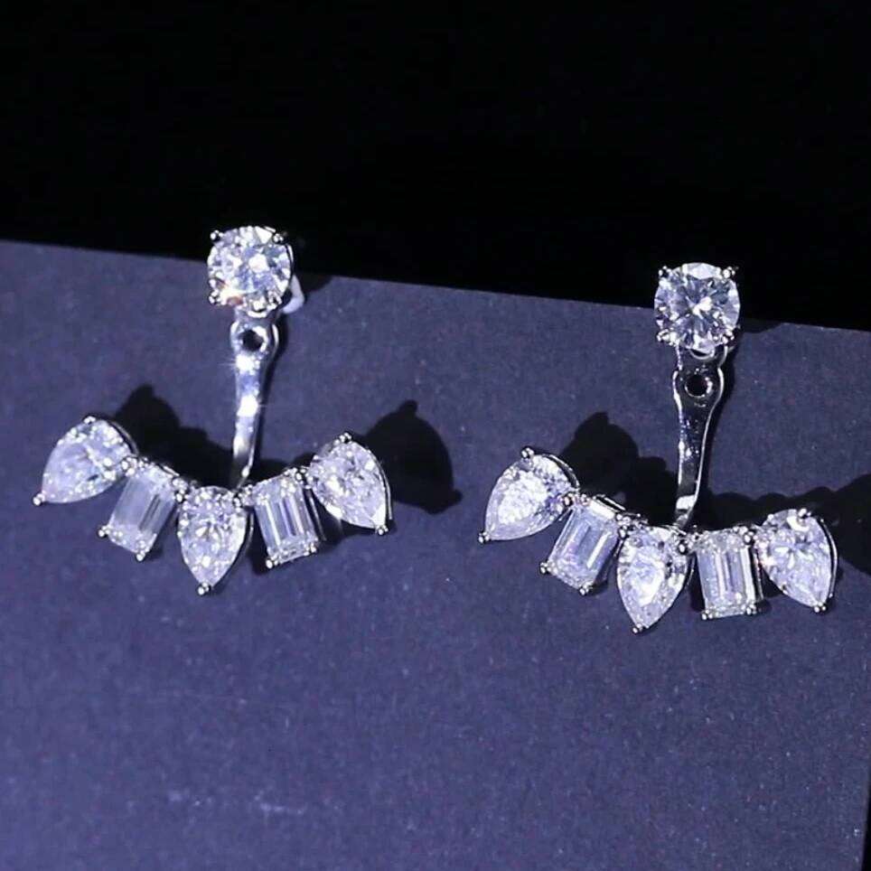 2.8-6cttw Emerald & Pear Cut Moissanite Stud Earrings 925 Silver Detachable Diamond Ear Studs for Women Certified Jewelry 25H1226