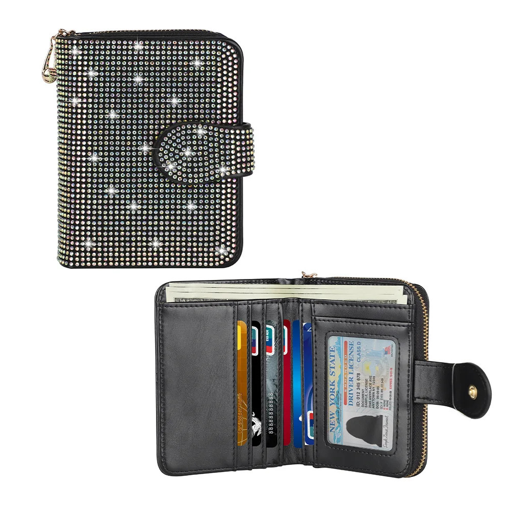 Diamond Crystal Car Driver License Bag Multi-functional Storage Organizer ID Bag Card Holder Card Bag Wallet Car Accessories 251225