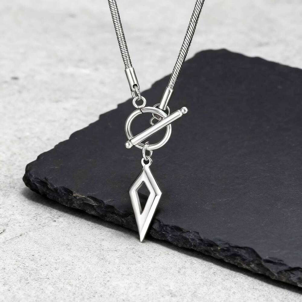 Casual Men's Necklace,Silver Color Stainless Steel Vertical Bar Geometric Collars,Simple Easy Button Collars 25N1226