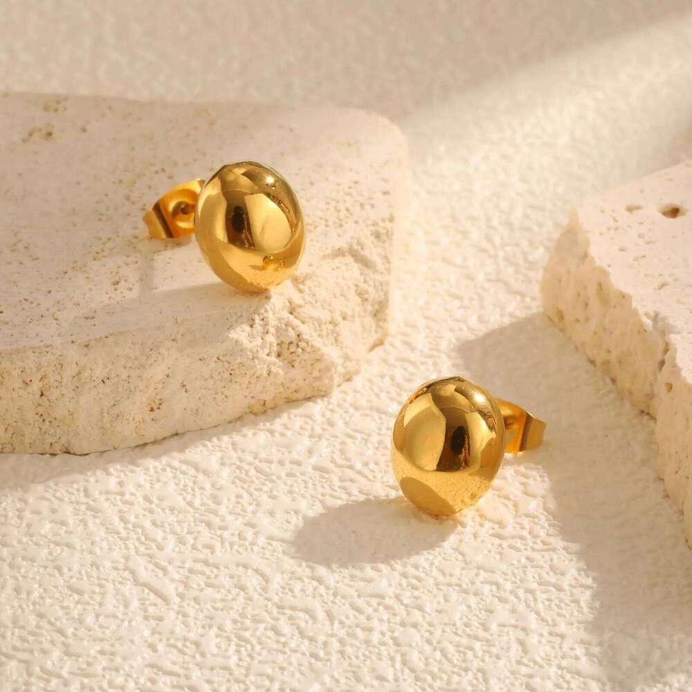 Chis Egg-shaped Stud Earrings for Women,Gold Plated Stainless Steel Oval Earrings,Waterproof Jewelry Mother's Day Gift 25H1226