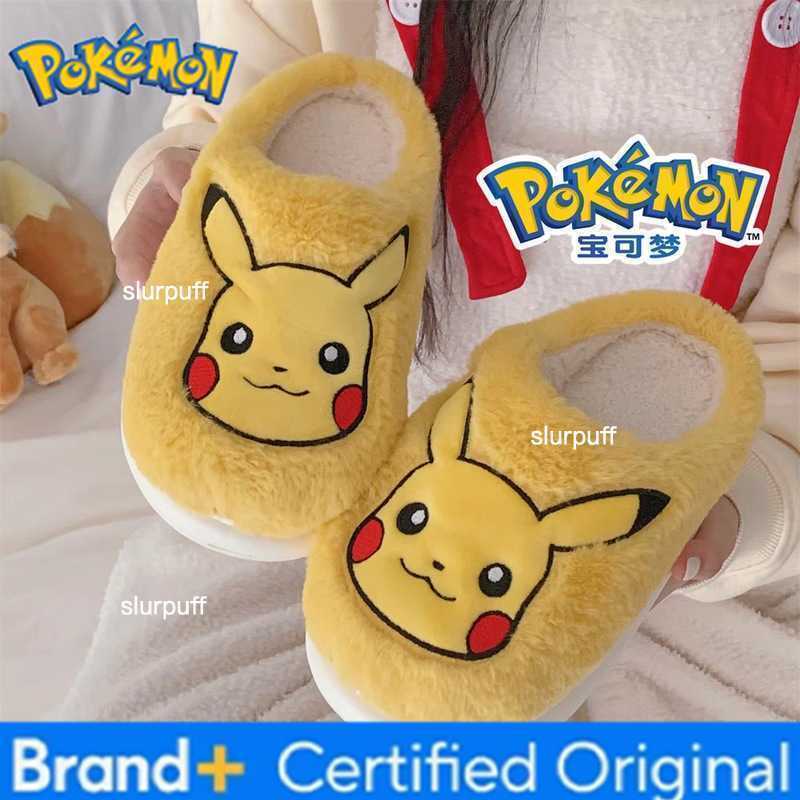 Pokemon Household warm non-slip cute cartoon furry shoes Pikachu Eevee Crayon Shin-chan winter cotton slippers for men and women W251226