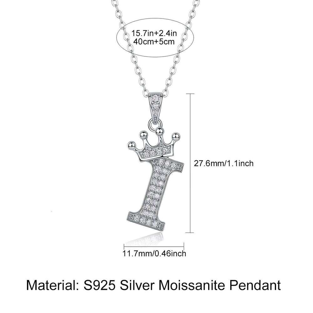 Moissanite Crown Alphabet S925 Silver 18k Gold Plated 26 Alphabets Pendant Necklace Homecoming & Graduation Gift 25N1226