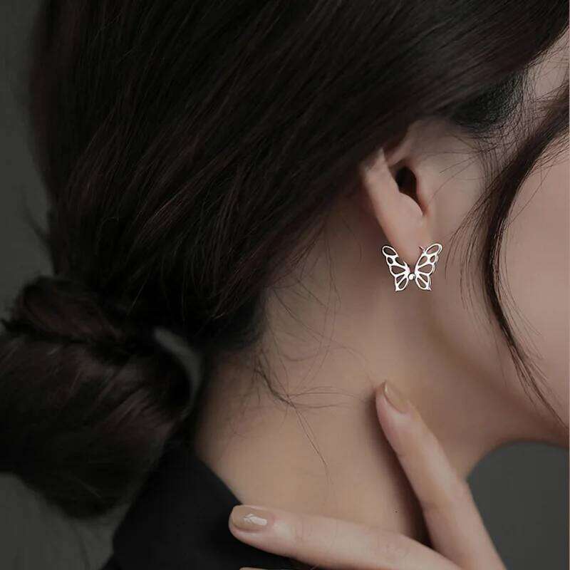1 Pair Sterling Silver Butterfly Earrings For Women New Trendy Female Earring Party Jewelry Gift 25H1226